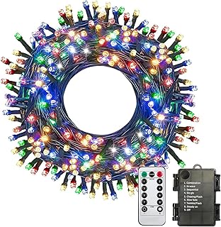 33ft 100 LED Christmas String Lights, Waterproof Fairy Starry String Lights Battery Operated, 8 Modes Decorative Lights for Indoor Outdoor Xmas Tree Party Garden (Multi-Colored)