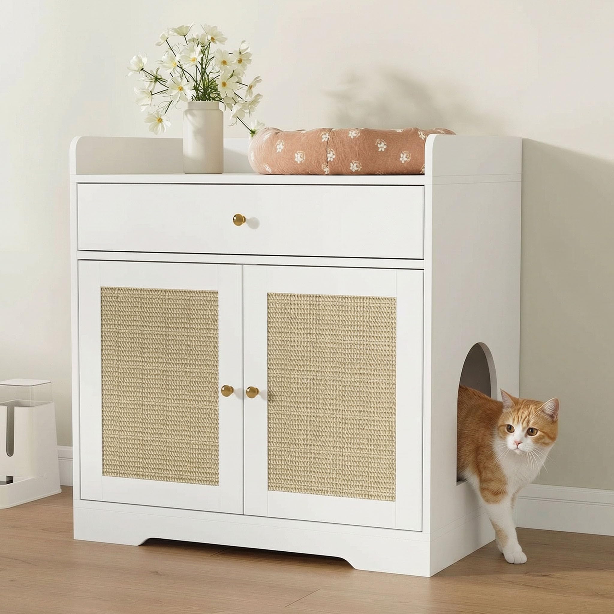 Amazon.co.jp: DiDuGo 猫 キャット 猫トイレカバー 爪とぎ付き サイド