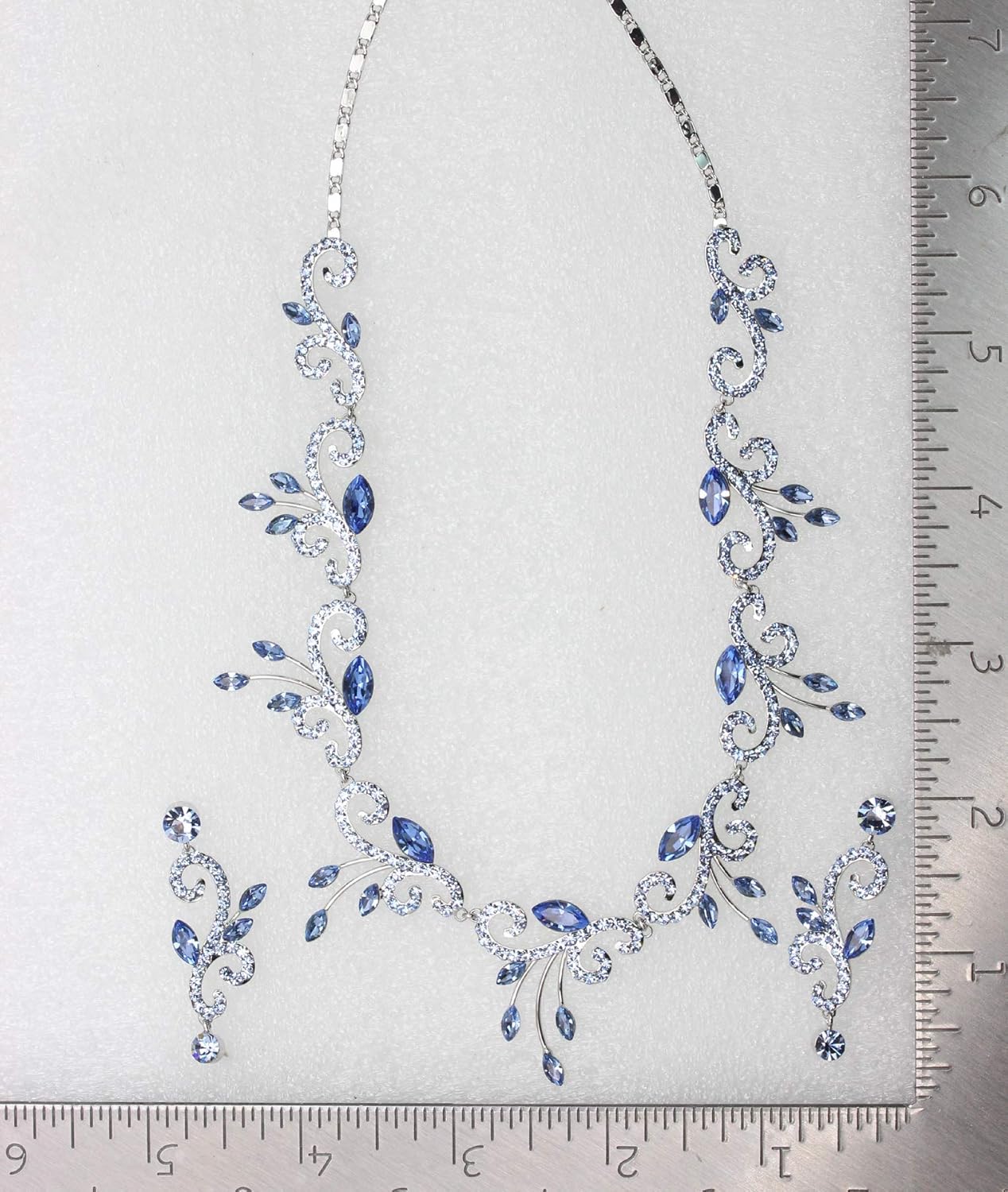 Faship Gorgeous Rhinestone Crystal Floral Necklace Earrings Set - Image 5