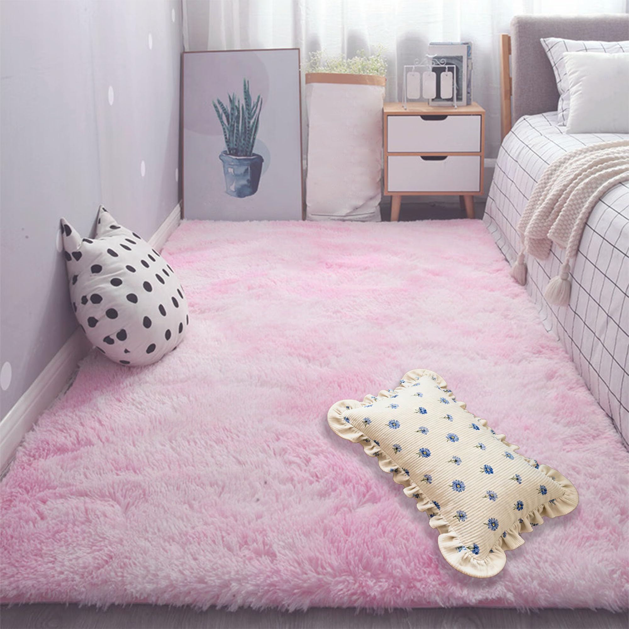 Tapis de chambre épais 210 x 290 cm anti-sol froid pour pieds sensibles