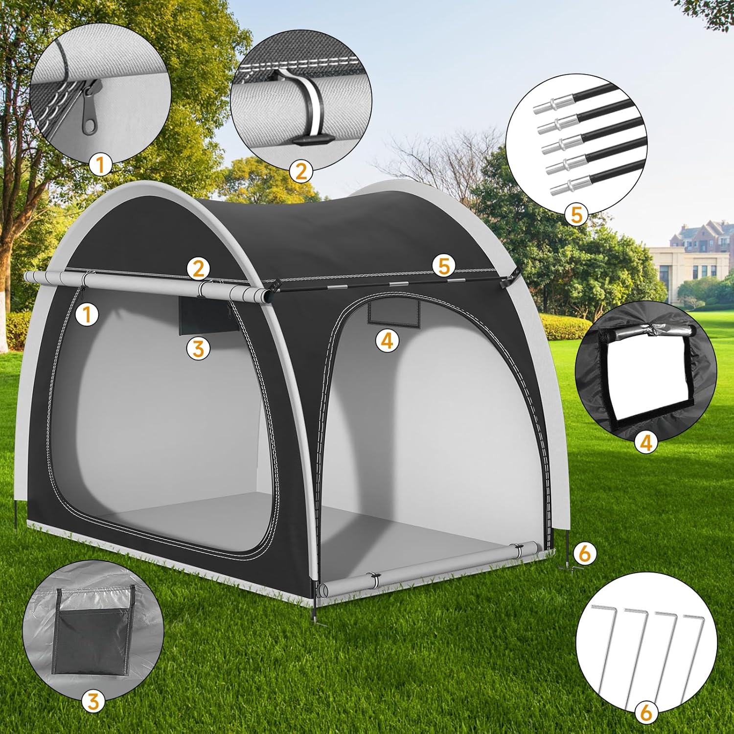 Bike Storage Shed Tent, Oversized Storage Tent for 3-4 Bikes, Portable Foldable Garage/Garden Storage Tents, Waterproof Anti-uv Outdoor Bicycle Cover - Image 4