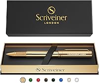 Vista 17 de Pluma de bola de acero inoxidable Scriveiner - Impresionante pluma de lujo de metal con acabado cromado plateado, repuesto de tinta Schmidt