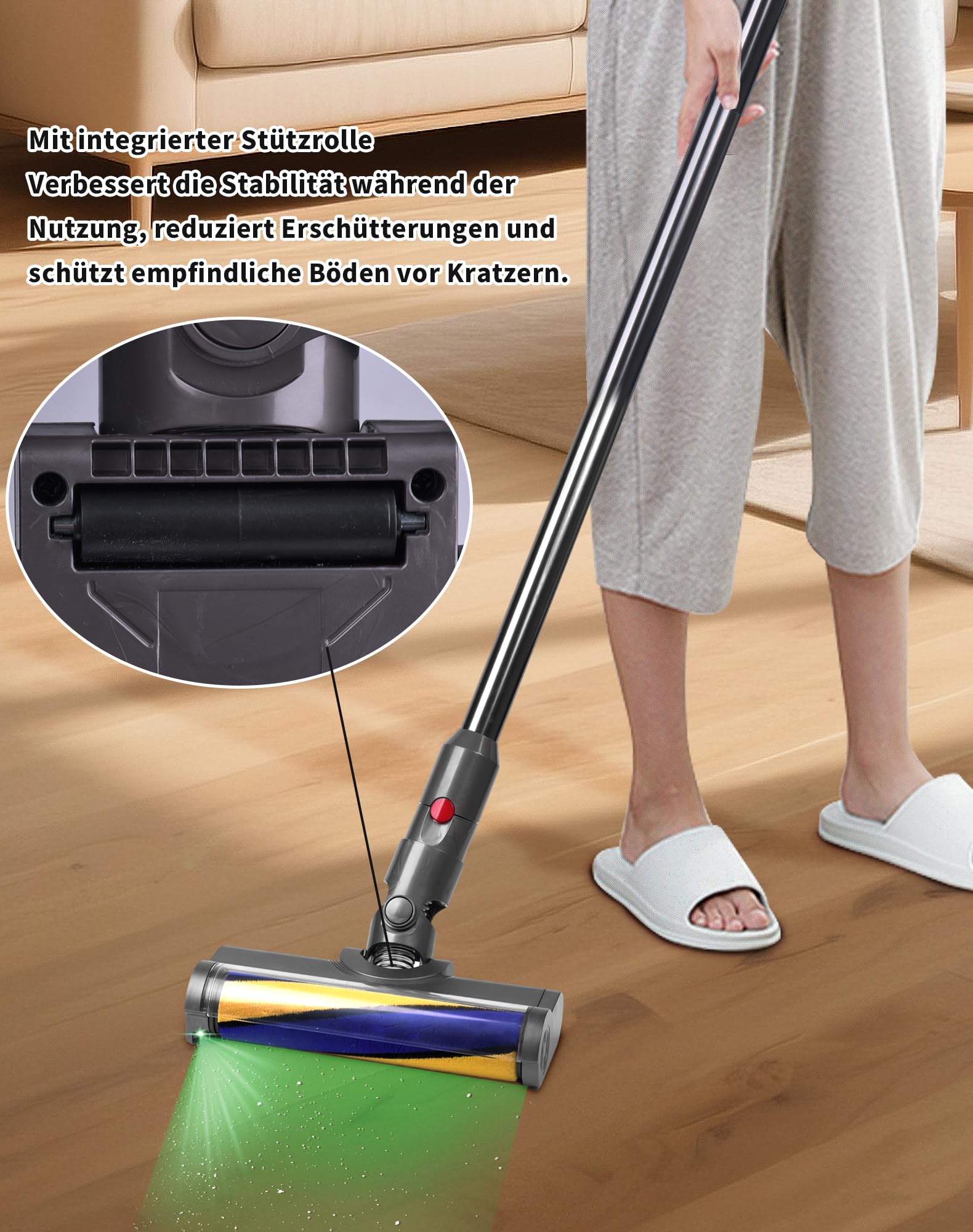 LED Bürste Bodendüse für Dyson V12 Detect Slim Ersatzteile Ersatzbürste Staubsauger Softwalze Zubehör mit Staubanzeige für Hartböden