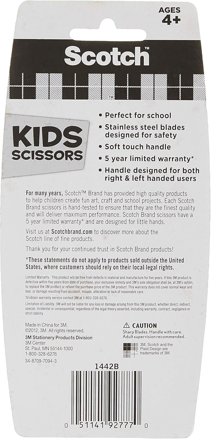Scotch 5" Soft Touch Blunt Kid Scissors, Magenta, Ideal for School and At-Home Crafting Projects (1442B) image 4