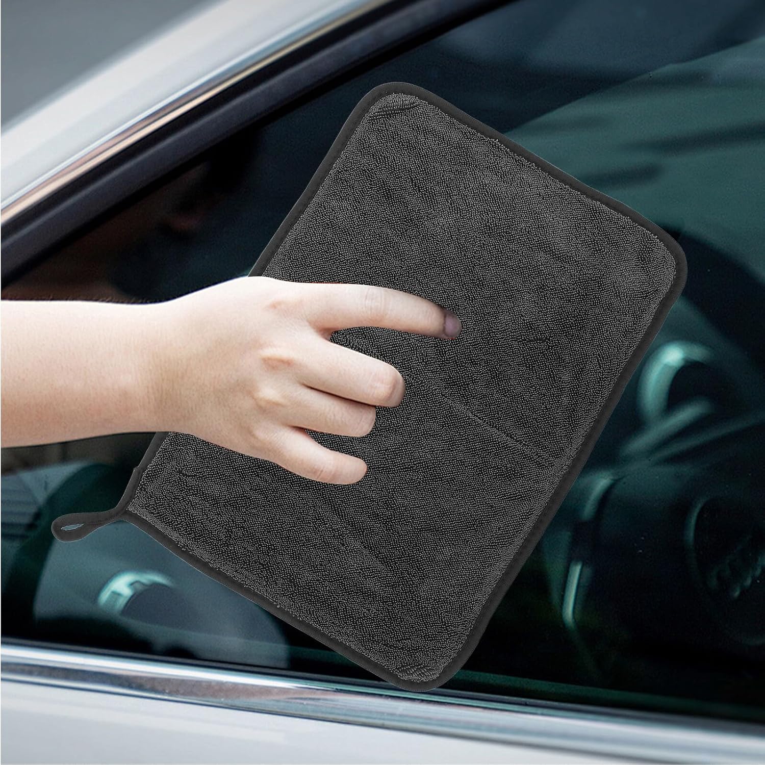 BETOOKY Microfiber Car Wash Towels 5pcs 30x40cm Grey Super Absorbent Thickened Cleaning Cloths for Auto Detailing Interior and Exterior Car Glass Cleaning