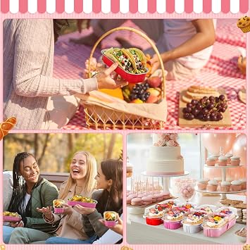 24 Sets Valentines Mini Loaf Pans with Lids, Cake Toppers, Shovel Spoons, Stickers Disposable Rectangular Aluminum Foil Cake Tins Pans Set for Valentine's Day Baking Supplies Party Favors
