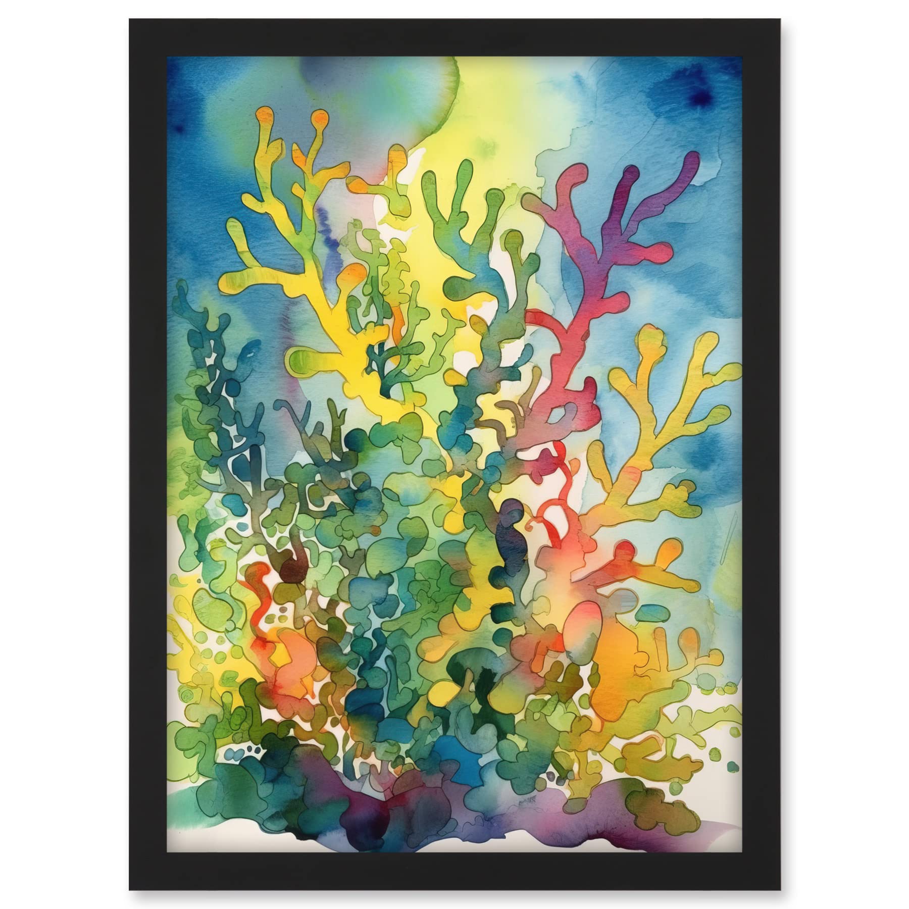 Artery8 Staghorn Coral Reef Folk Art Artwork Framed A3 Wall Art Print