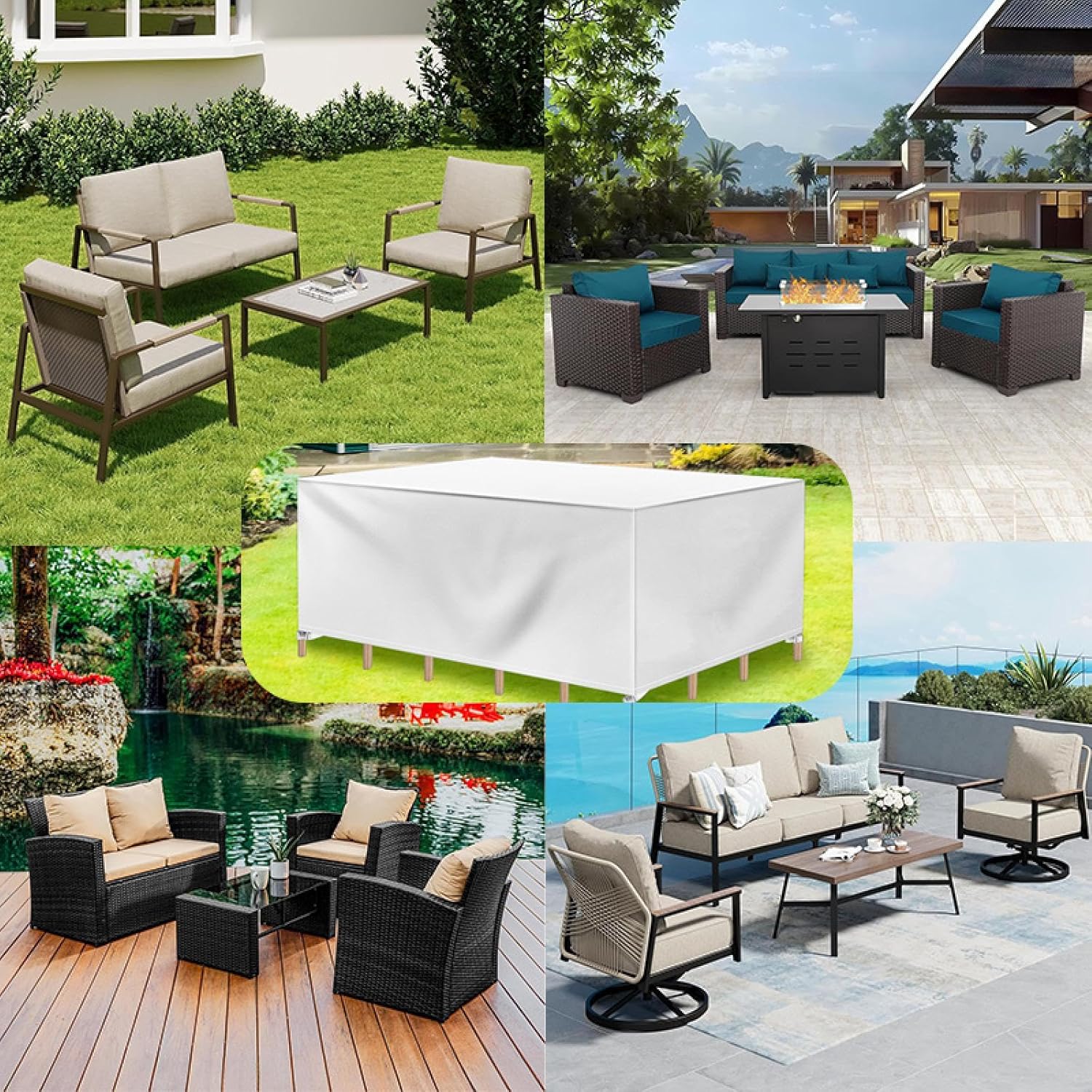 Outdoor Furniture Covers Waterproof Table 79x71x41in/LxWxH Outdoor Sofa Covers Waterproof Tear-Resistant - Heavy Duty Patio Furniture Covers