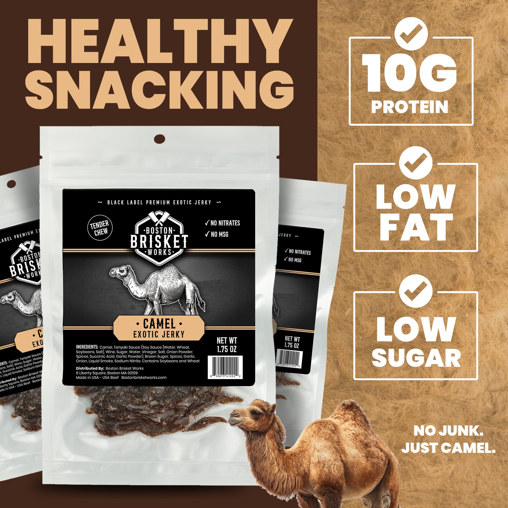 CAMEL JERKY – 100% Camel Meat - Exotic Wild Game Snack - 5