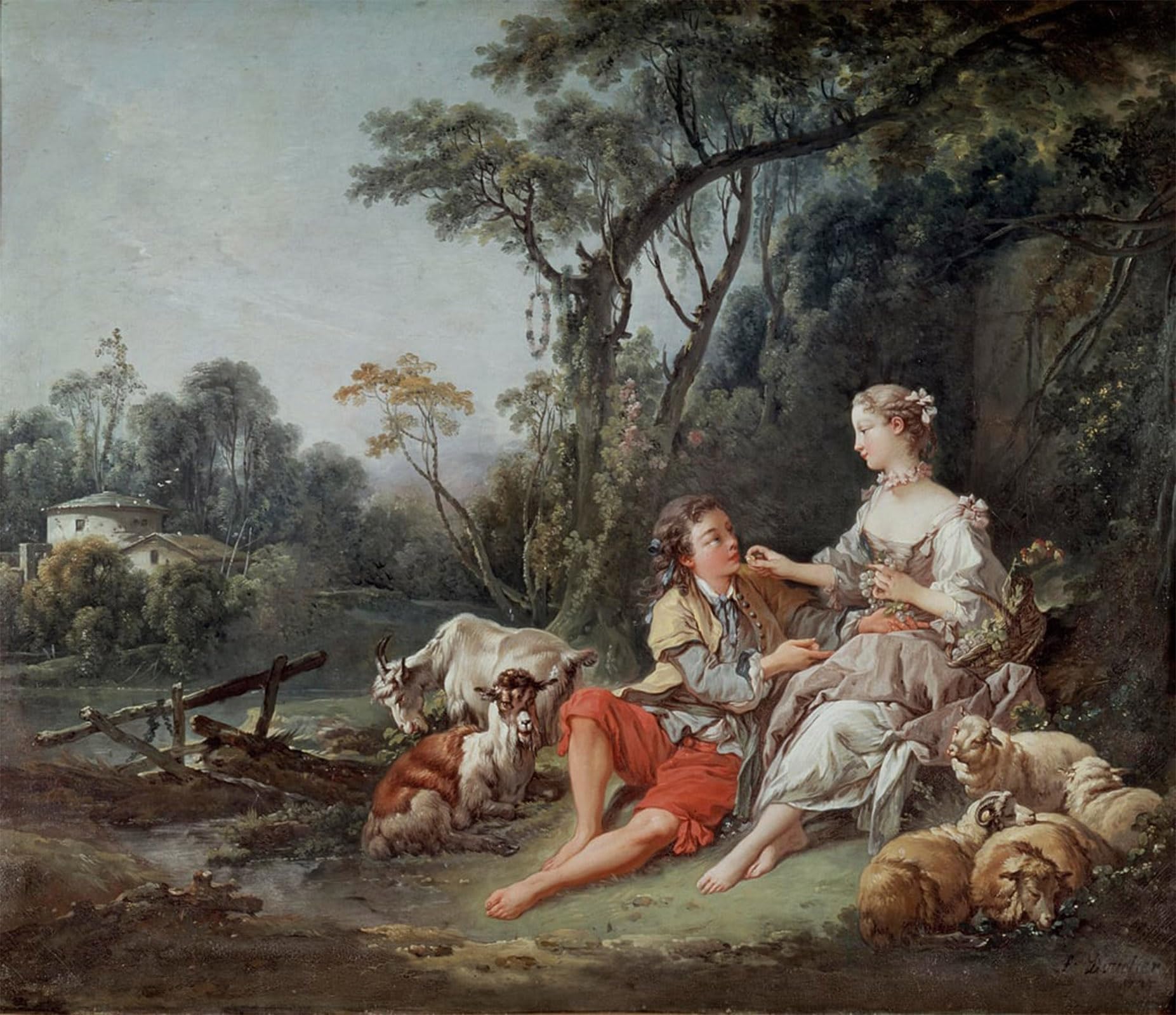 POSTERIIk Vintage Art Print Images Pictures Print Does he think about grapes by François Boucher Modern Colour Posters for Office Home Decor 60x90cm