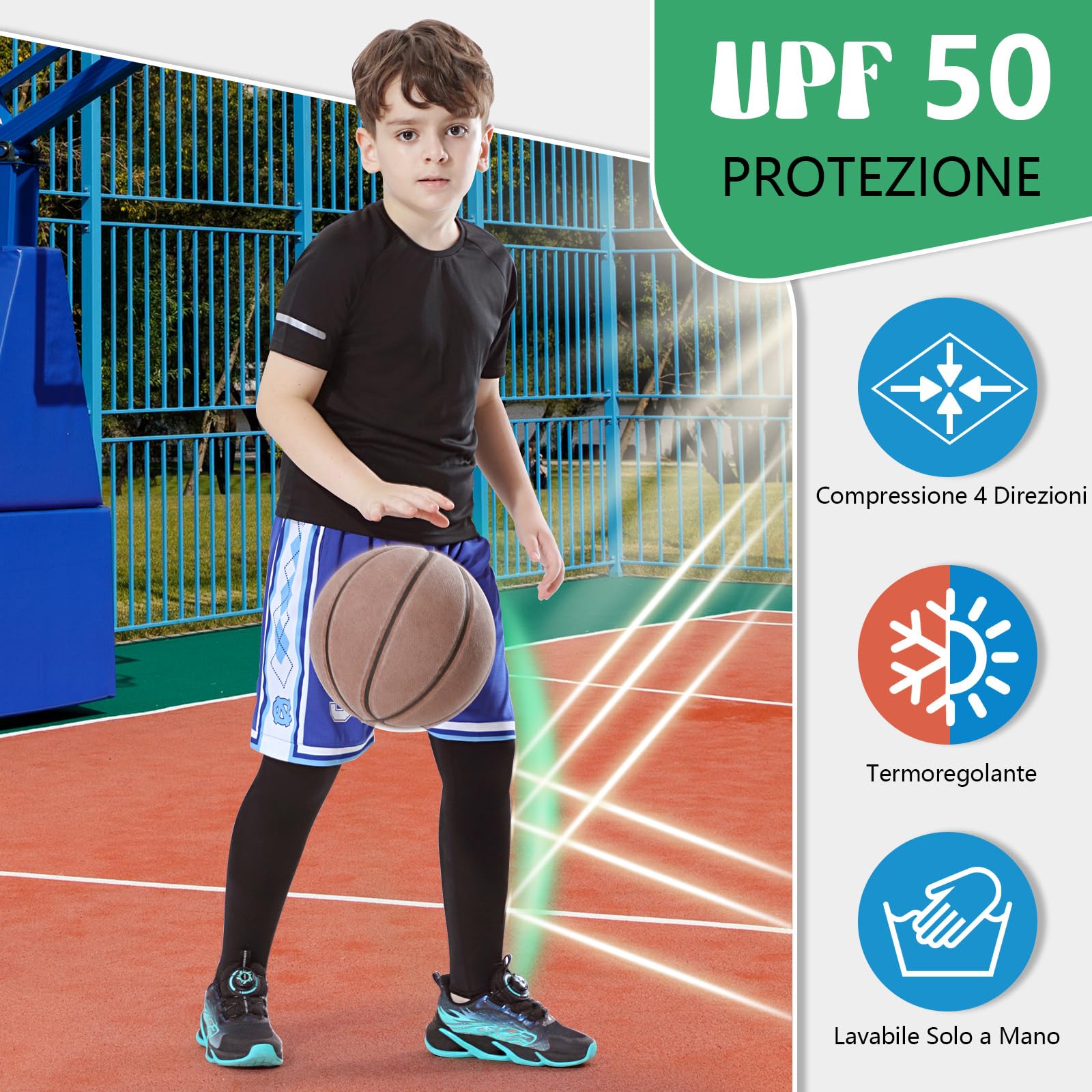 Manicotti per gambe per bambini, 2 paia, manicotti a compressione lunghi per gambe per ragazzi e ragazze, basket, calcio e football