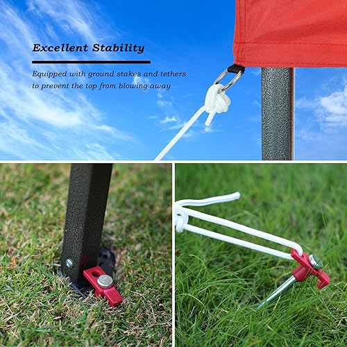 Miniatura 8 de Aoodor Tienda de campaña desplegable de 10 x 10 pies con paredes laterales de ventanas de iglesia, 3 alturas ajustables, refugio portátil totalmente