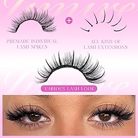 JIMIRE Spiky Lash Clusters Premade Individual Lashes Wispy Cluster Eyelash Extensions with Bottom Lashes 14-22MM D Curly Eyelash Clusters 222Pcs DIY Lash Extensions Thinner Lash Band