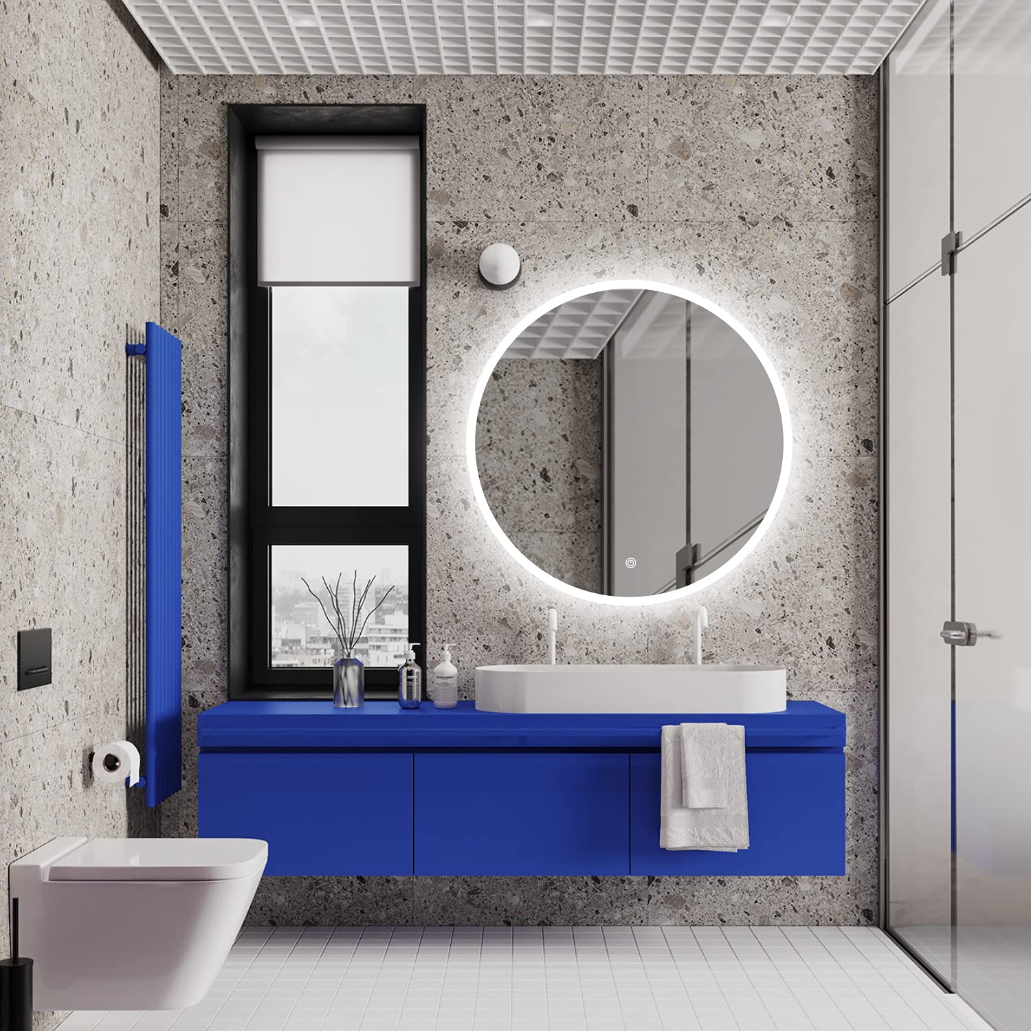 Buy S·BAGNO Round 28" Bathroom Led Mirror with Lights 3 Color Dimmable