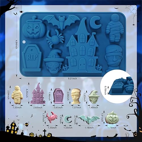 Miniatura 2 de Sidosir 2 moldes de silicona para gomitas de chocolate con calabaza de Halloween, molde de Halloween para postre de mousse, moldes de silicona