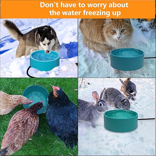 Miniatura 7 de Cuenco de agua con calefacción para perros y gatos, cuenco térmico para perros con cable de alimentación resistente a los mordedores, cuenco térmico