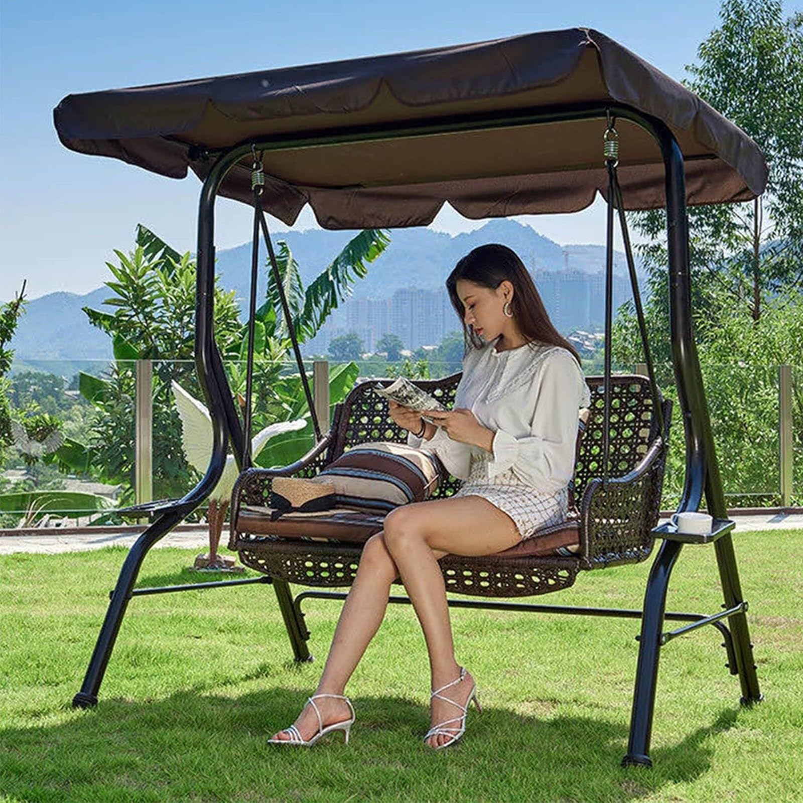 Toit de remplacement for balancelle de porche, auvent pare-soleil imperméable, bâche de protection for mobilier de jardin, couverture de toit résistante aux intempéries for balancelle 3 places, protec