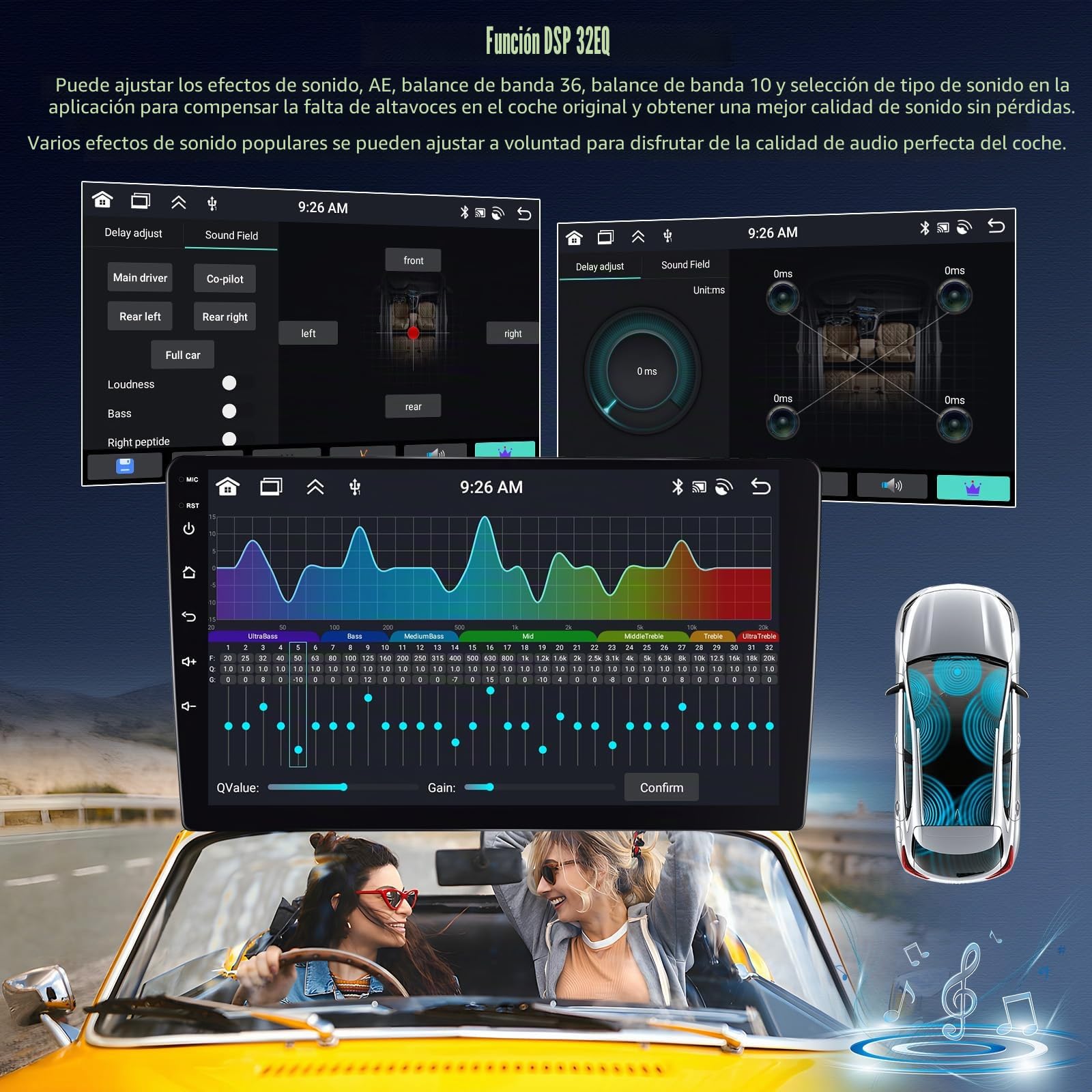 SIXTOP 8 Core 6+128G Android 15 Radio de Coche para Suzuki Swift 2003-2010, 10.1” Touchscreen Radio con Wireless Carplay Android Auto WiFi BT GPS FM RDS EQ DSP+Cámara de Marcha Atrás