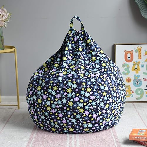 Miniatura 50 de YuppieLife Funda para puf de almacenamiento para niños (sin relleno), organizador de juguetes, sofá con asa de transporte, disponible para niños y