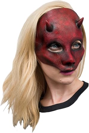 Ghoulish Productions Demon Girl Mask. Devil Costume for Women, Devil Mask Halloween for Women, Demon Masquerade Mask for Women. One Size Latex Mask. Adult Mask. Devils Line