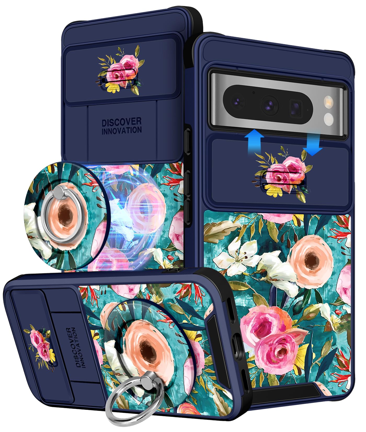 Buleens For Google Pixel 8 Pro Case 6.7 Inch - With Ring Stand & Camera Cover Aesthetic Cute Designed For Women Girls Girly Cartoon Kawaii Dog Unique For Pixel 8 Pro - View #3