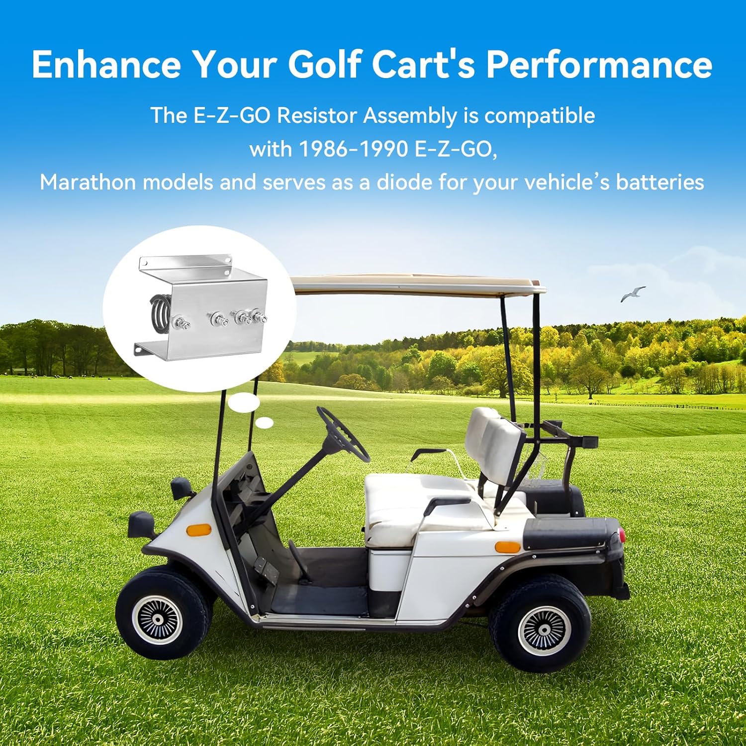 Upgrade Golf Cart IPC Power Resistor Assembly Replacement for 28197G01 IPC Compatible with 1986-1990 EZ-GO Marathon, 0.3Ω Golf Cart Edge Resistor Style Speed Controllers