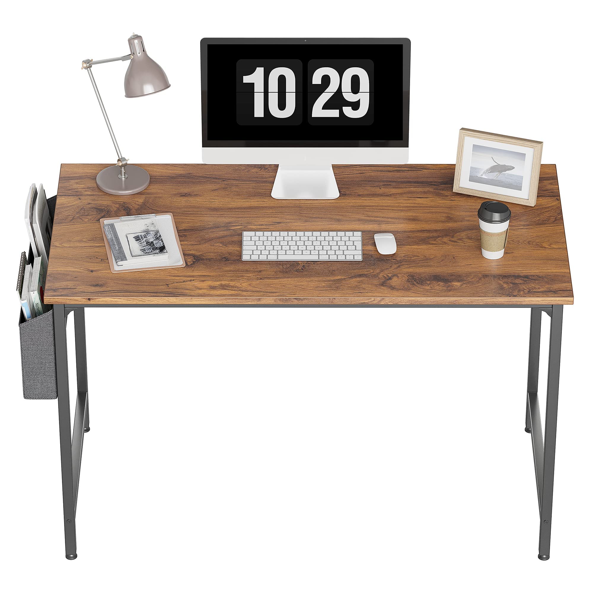 Photo 1 of CubiCubi Study Computer Desk 40" Home Office Writing Small Desk, Modern Simple Style PC Table, Black Metal Frame, Deep Brown 40 inch Deep Brown
