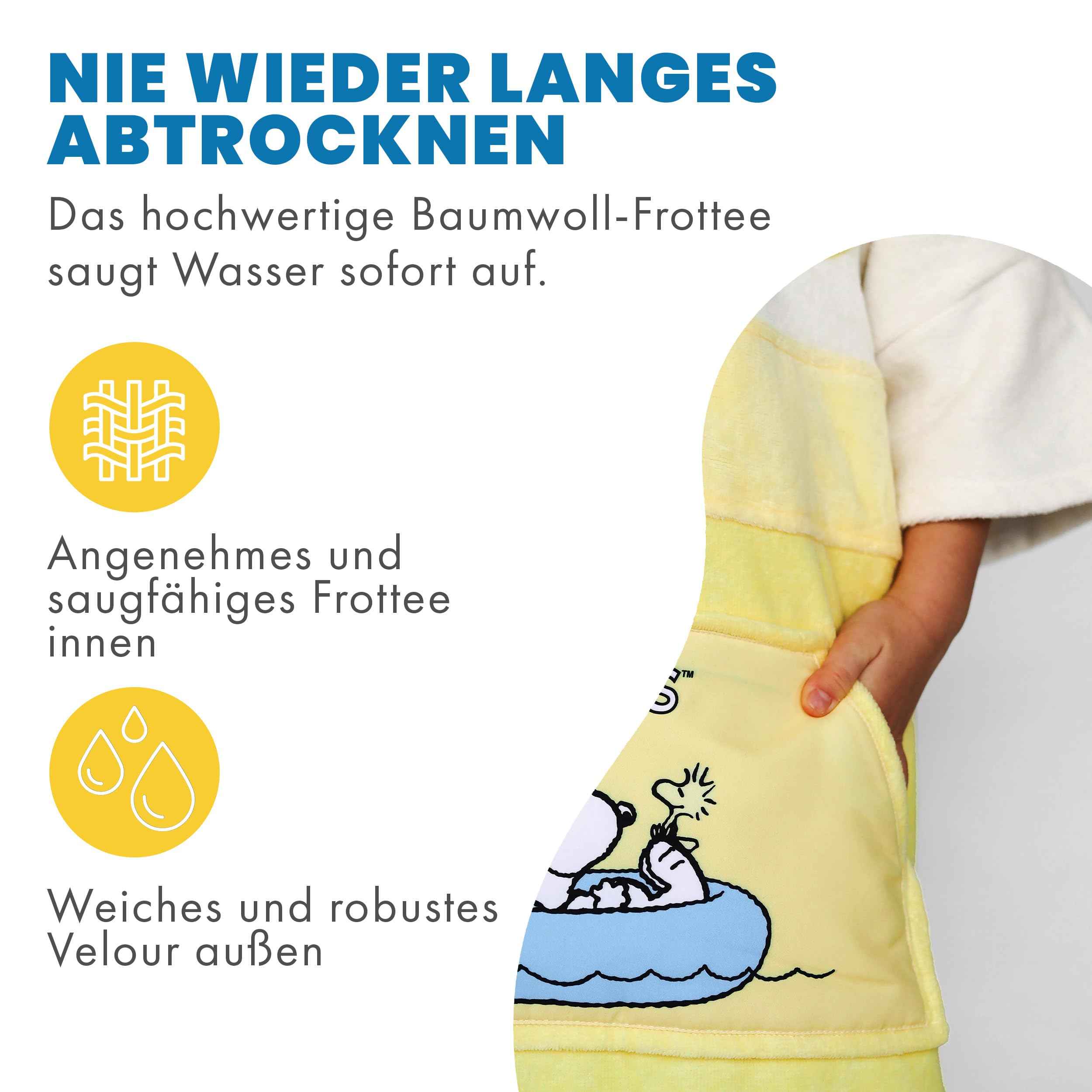 Wave Hawaii Albornoz de Playa para niños, Poncho de Surf para niños de 100% algodón, Albornoz de Playa con Capucha – Suave Toalla para niñas en la Playa, Piscina y Viaje, Tamaño, marrón Claro, XXS