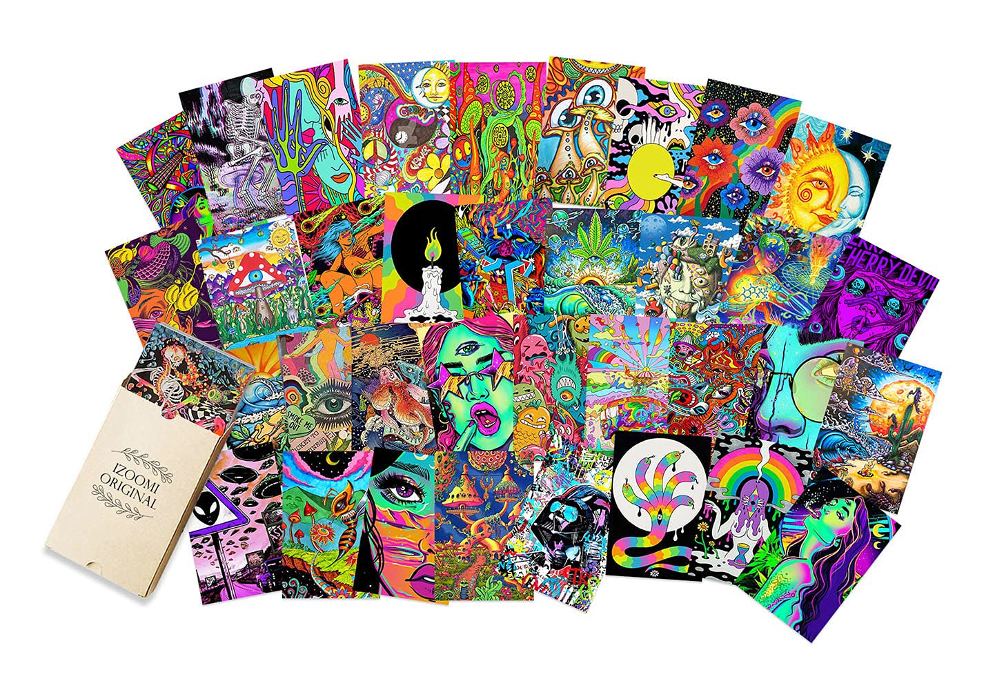 Hippie Trippy Drippy Wall Collage Kit Aesthetic Pictures, Hippie Room Decor, Bedroom Decor for