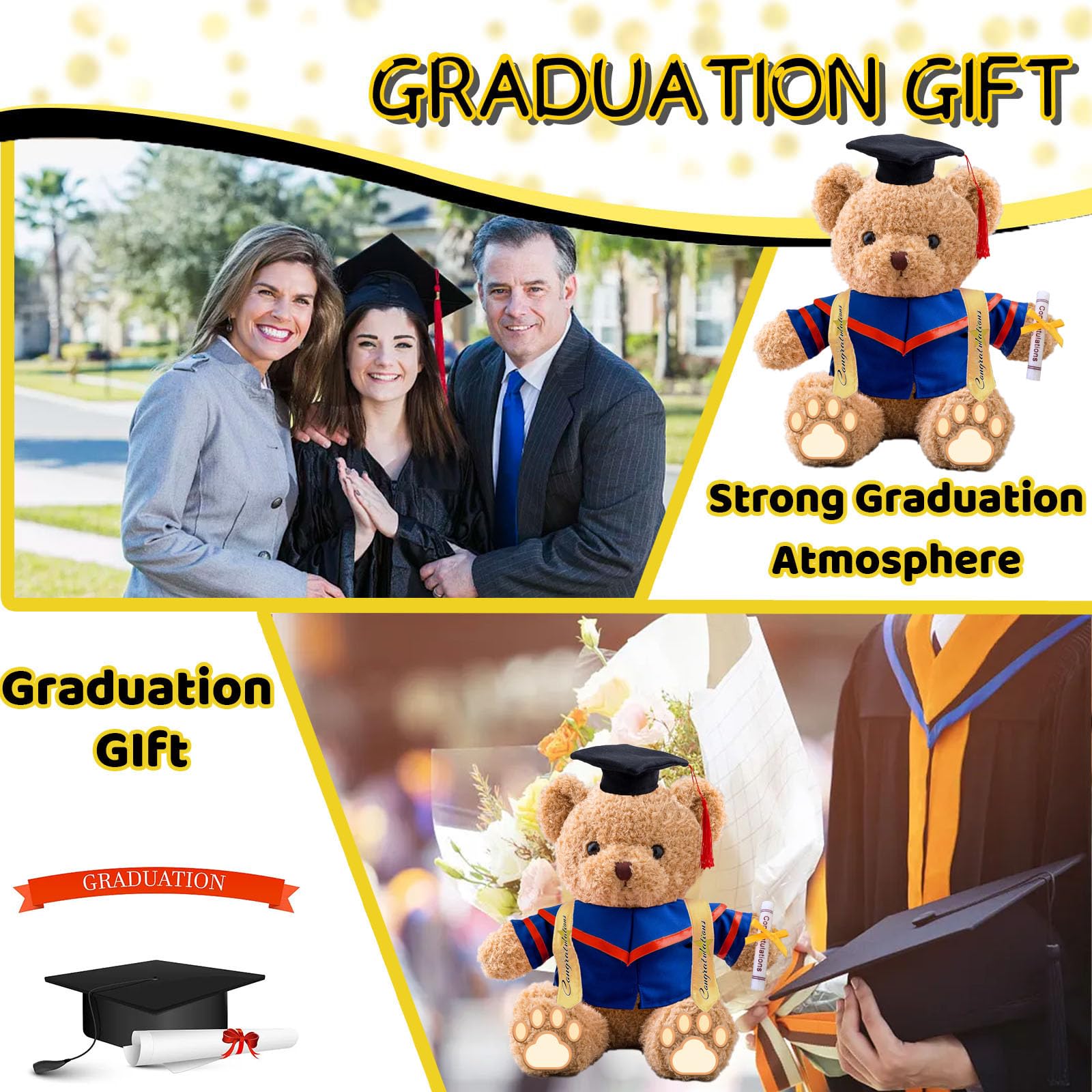 Custom 2025 Graduation Bear With Photo & Text - Personalized Plush Gift For Graduates