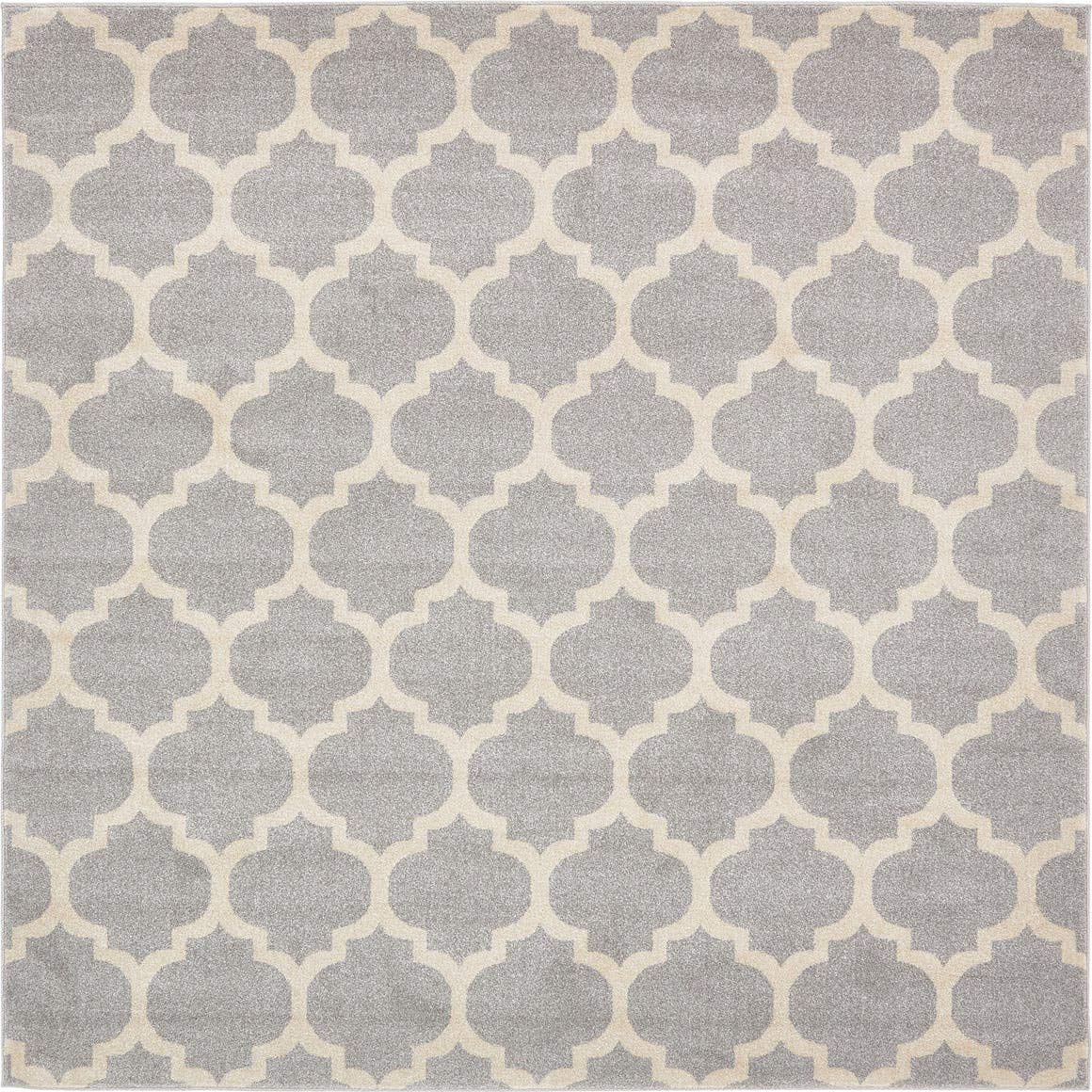 Unique Loom Trellis Collection Area Rug - Philadelphia (8' Square Light Gray/Beige)