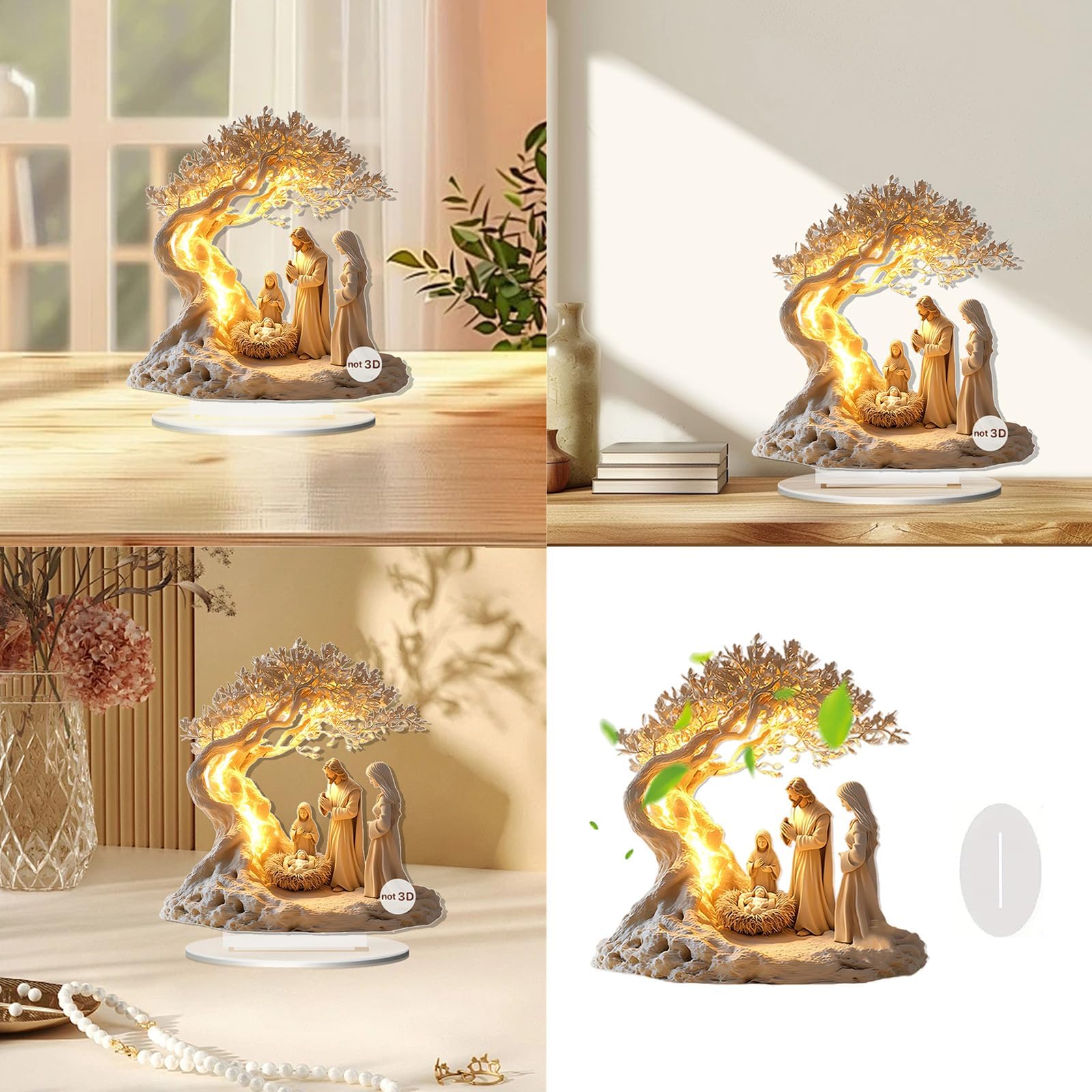 2D Flat Acrylic Christmas Nativity Scene Tabletop Ornament Desk Decoration for Religious Home and Office Decors