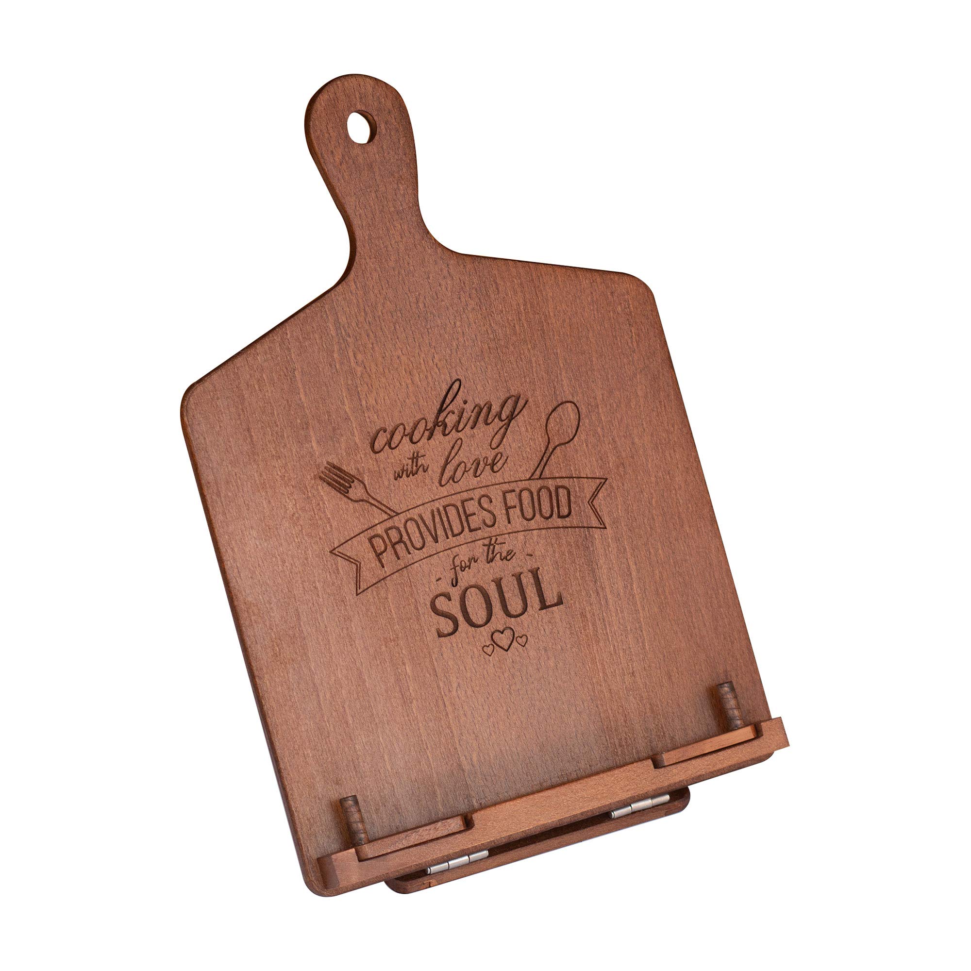 Nhatvywood premium cookbook holder stand for kitchen counter, adjustable recipe stand, walnut color wooden recipe book holder - a luxury cooking gifts for women (8.6x12.7)