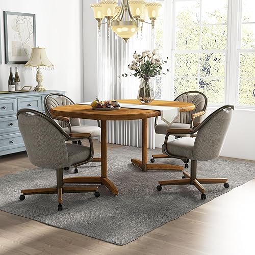 Miniatura 2 de Chromcraft Juego de 4 sillas de comedor de cocina, giratorias, sillas de comedor, sillas tapizadas de espuma viscoelástica con ruedas giratorias