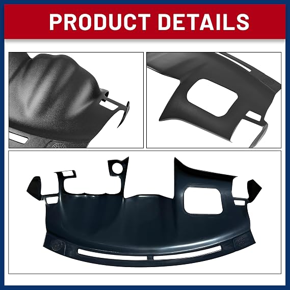 Dash Cover Compatible with 2004-2009 Lexus RX 330 RX 350 RX 400h in Black Without Center Speaker Holes - Hard Molded Plastic Dashboard Cap