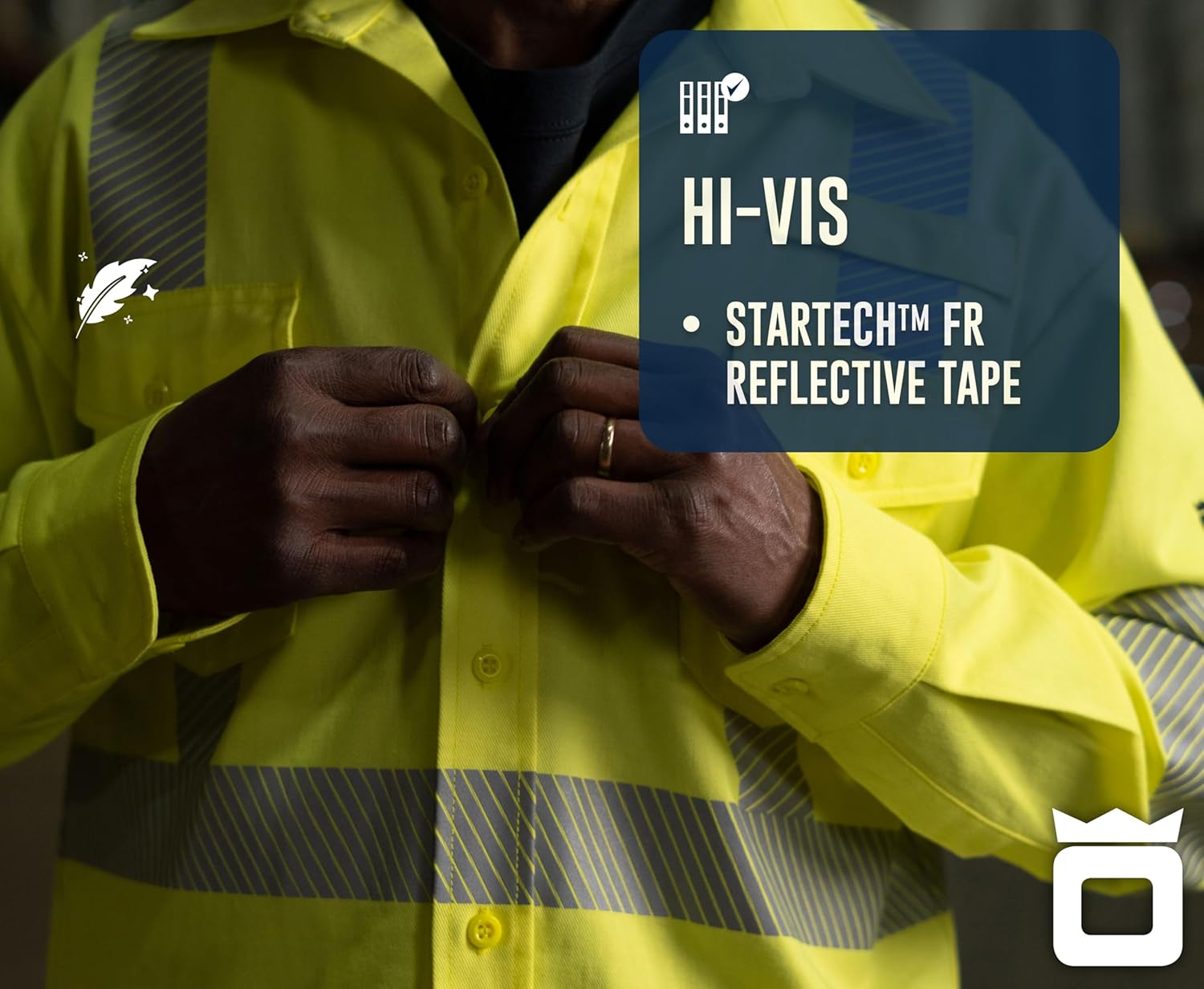 Oberon FR Arc Rated Hi Vis Button-Up Safety Shirt For Men - Flame Resistant & Reflective - 10 Cal - Class 3 - Hi Vis Yellow - Image 6