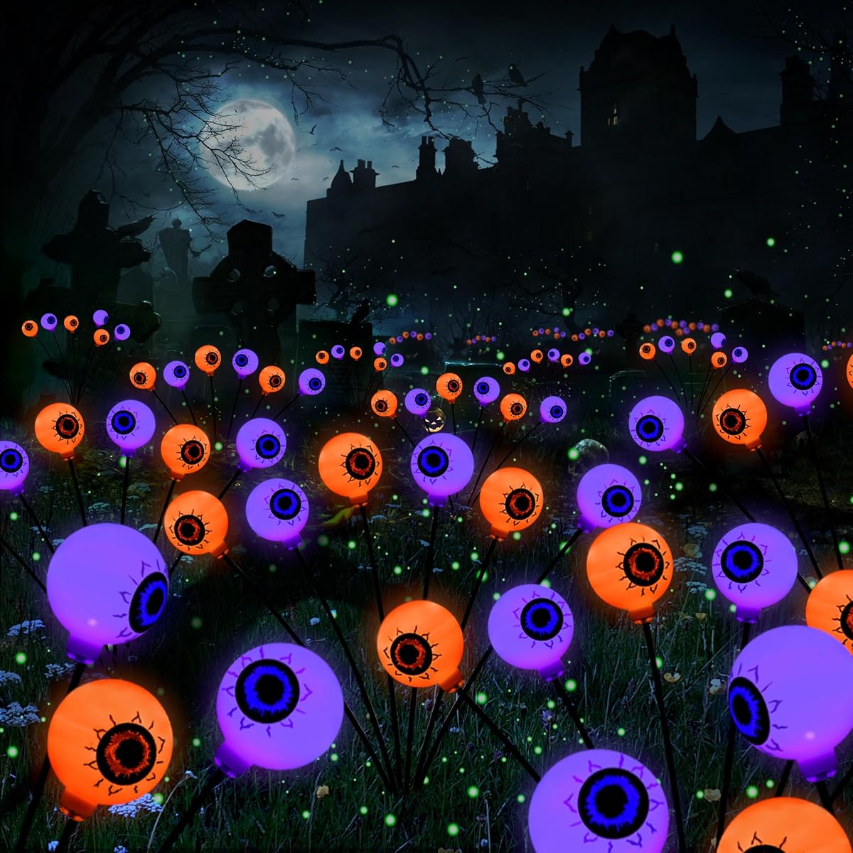 BrizLabs 6 Pack Solar Halloween Eyeball Lights, Waterproof Outdoor Pathway