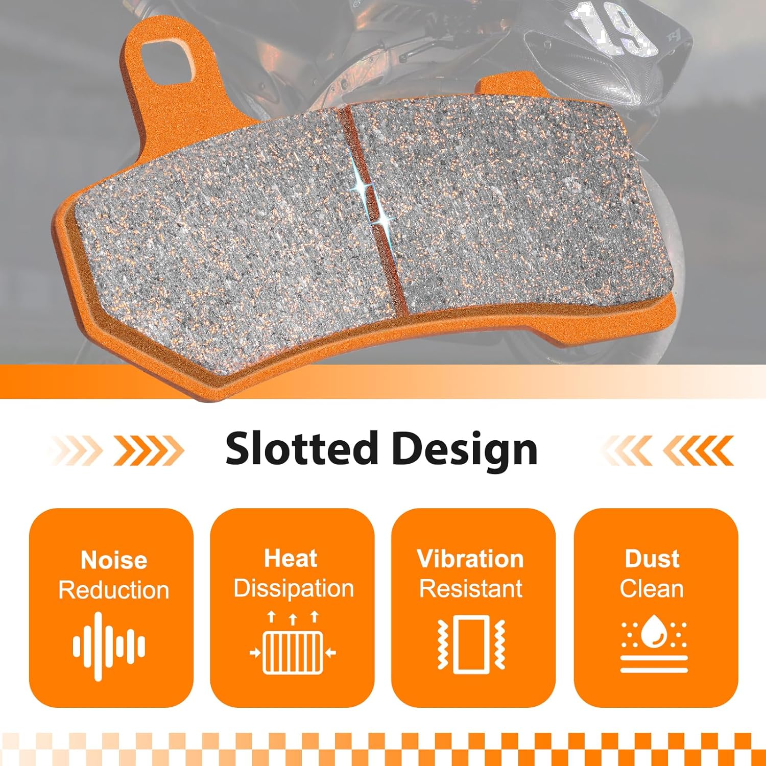 Carbon Fiber Motorcycle Brake Pads compatible with Kawasaki KLR650 KLR 650 (KL650 E8F/E9F) 2008 2009 -Quiet Low Dust Heat Resistance for City Commuting Daily Transportion Farm Road FA228F FA197R