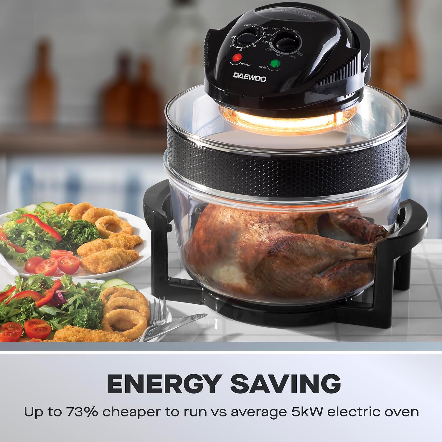 Daewoo 17L Halogen Air Fryer Oven with Extender Ring, 2025 Model – Large Family Capacity, Self-Cleaning, Adjustable Temp & Timer, Includes Racks, Mesh Baskets, Tongs & Accessories 2026 - view 3