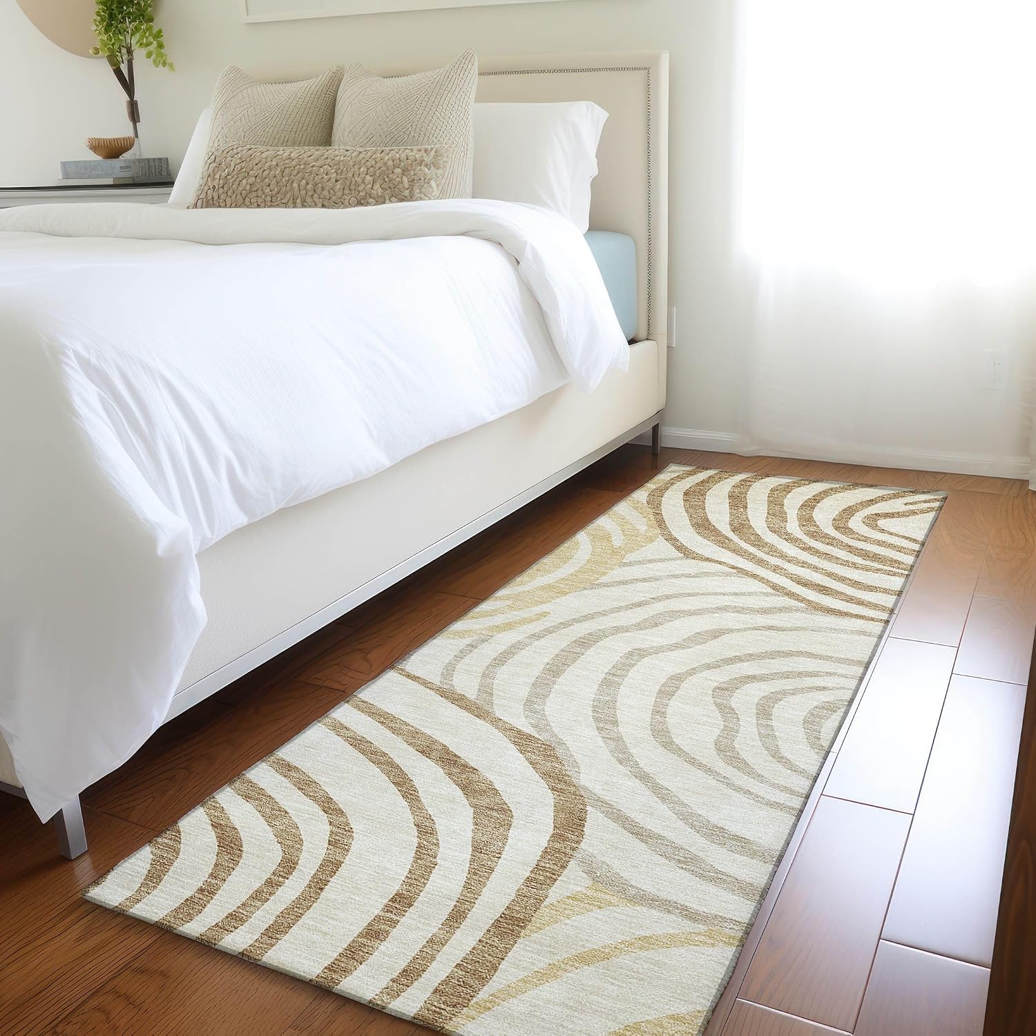 Addison Rugs Chantille ACN765 Gold 2'3" x 7'6" Indoor/Outdoor, Machine Washable, Easy Clean, Non Shedding, Bedroom, Living Room, Dining Room, Kitchen, Patio Runner Rug