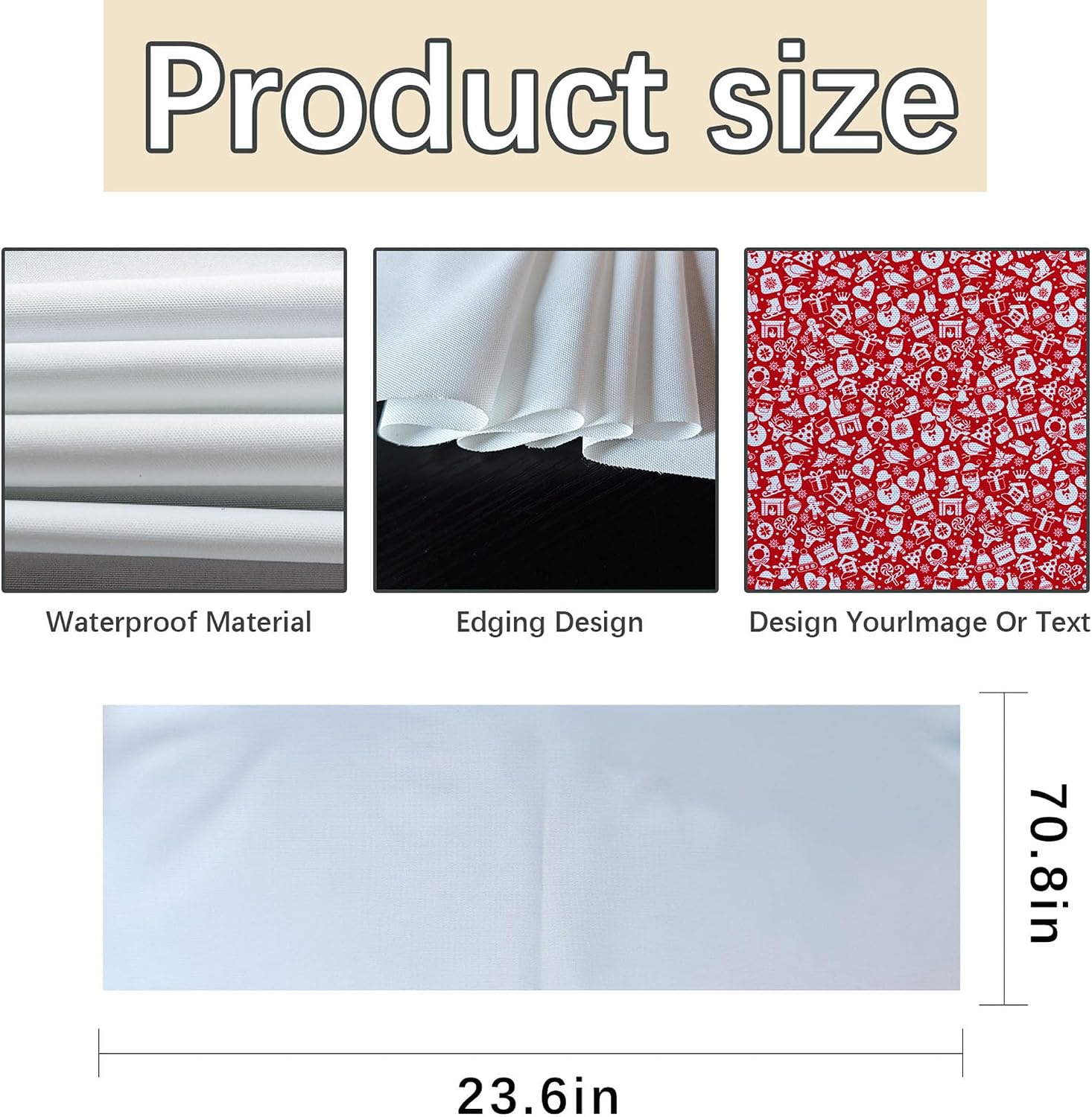4 PCS Sublimation Table Banner 72" x 24" White 100% Polyester Table Runner Sublimation Blanks Personalized Table Runner with Logo,Table Decor, Party Decor, Vendor Booth, Blank Banner (4 PCS)