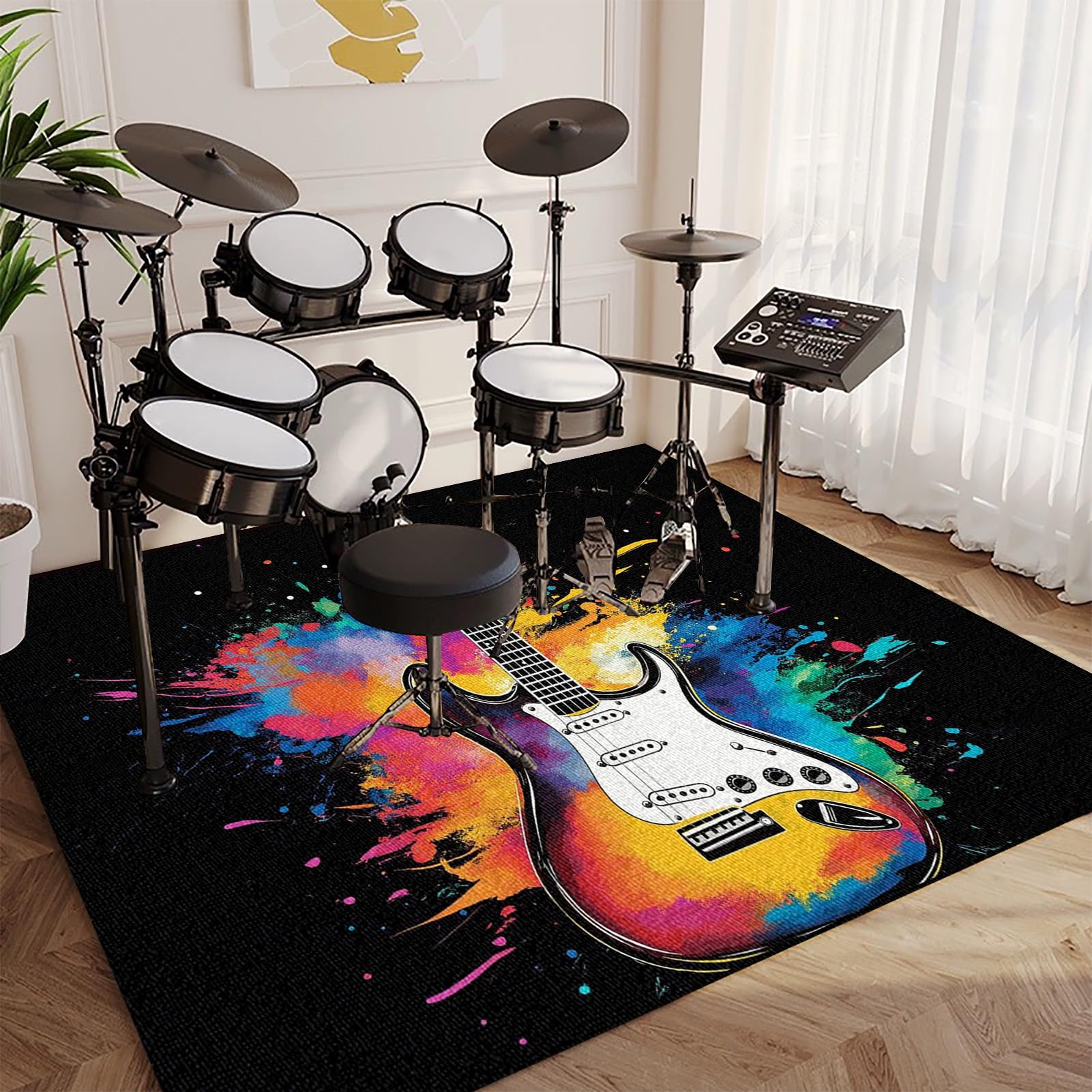 Tapis Insonorisant, Tapis Batterie Tapis de Tambour, 140 x 120 cm Tapis d'instrument de Musique, Tapis Anti Vibration pour Tapis de Batterie électronique Grosse Caisse Claire Tapis de Protection