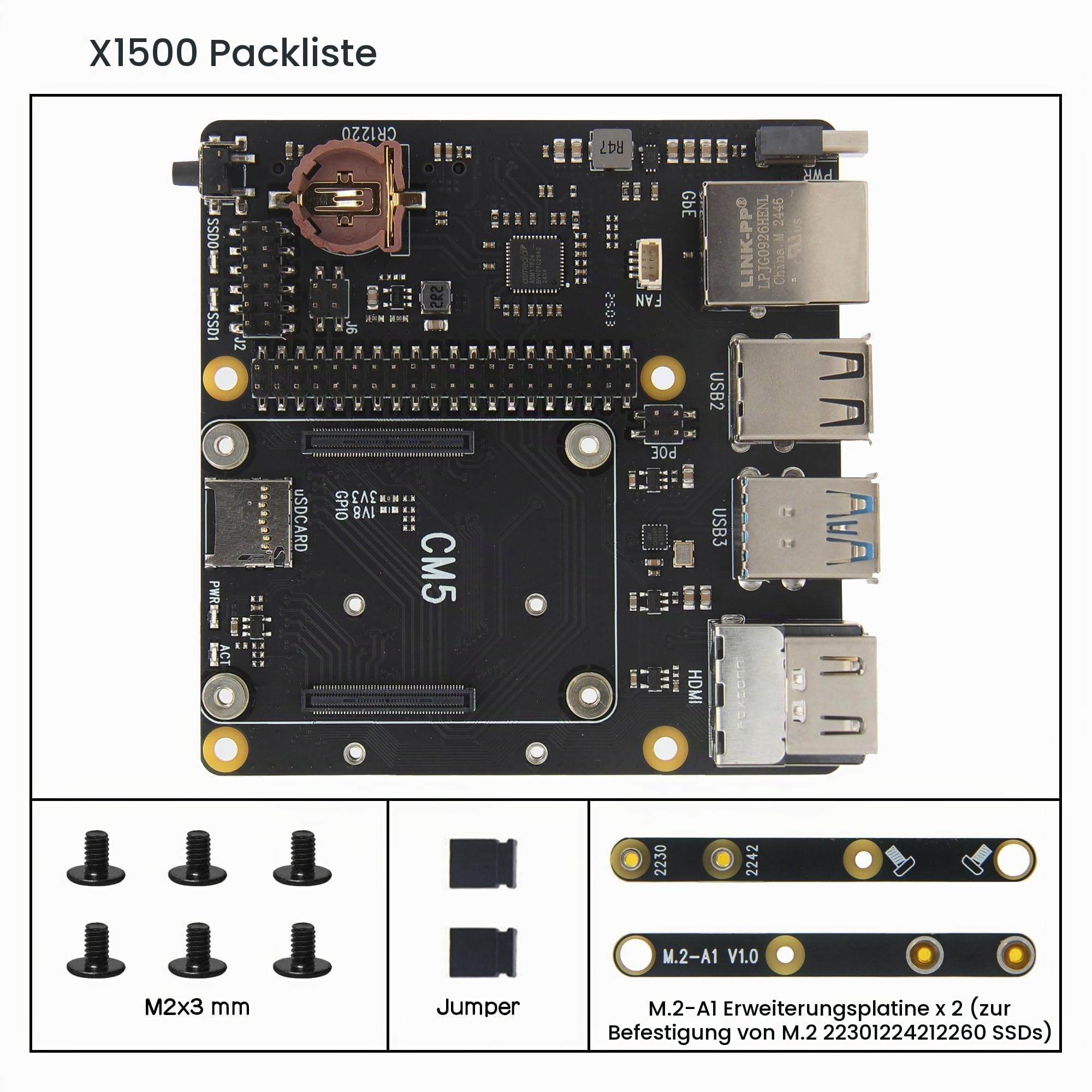 Geekworm X1500 CM5 IO Carrier Board for Raspberry Pi Compute Module 5
