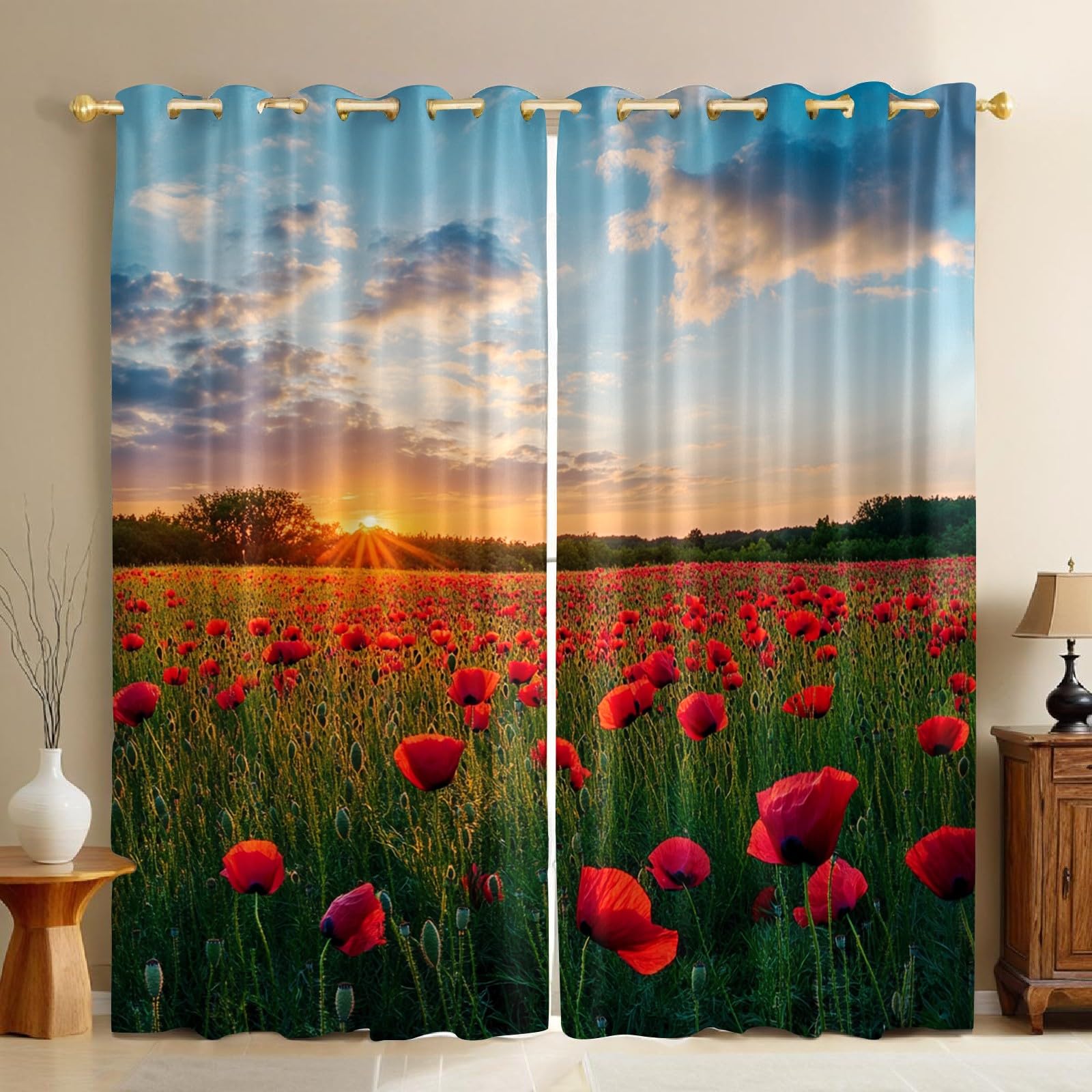 Rideaux isolants phoniques thermiques et occultants rouge pour chambre 183H