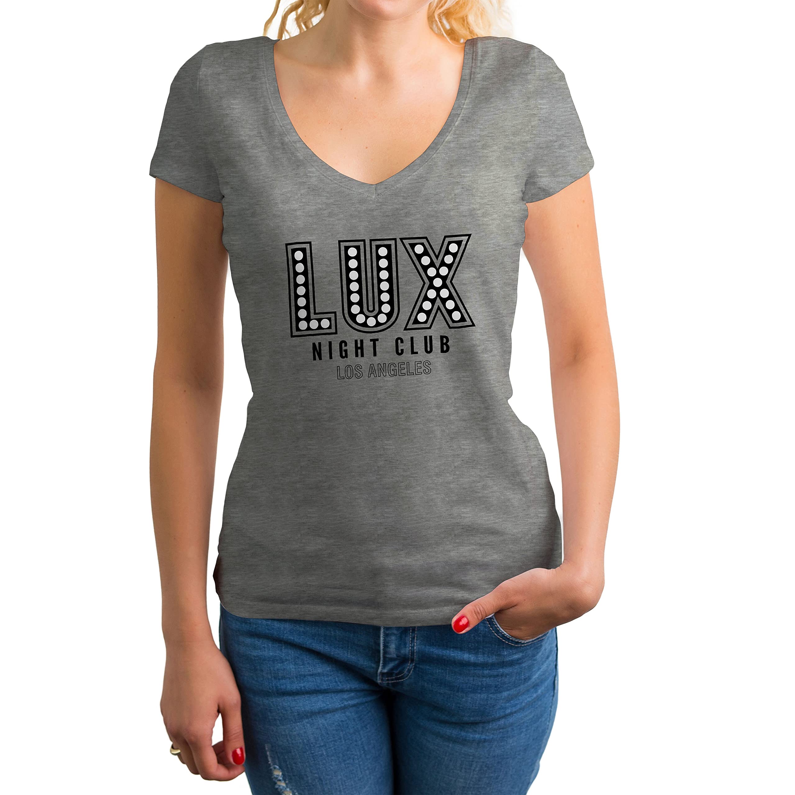 GR8Shop Lux Night Club Gold Lucifer Morningstar Maglietta Grigio Donna Size S