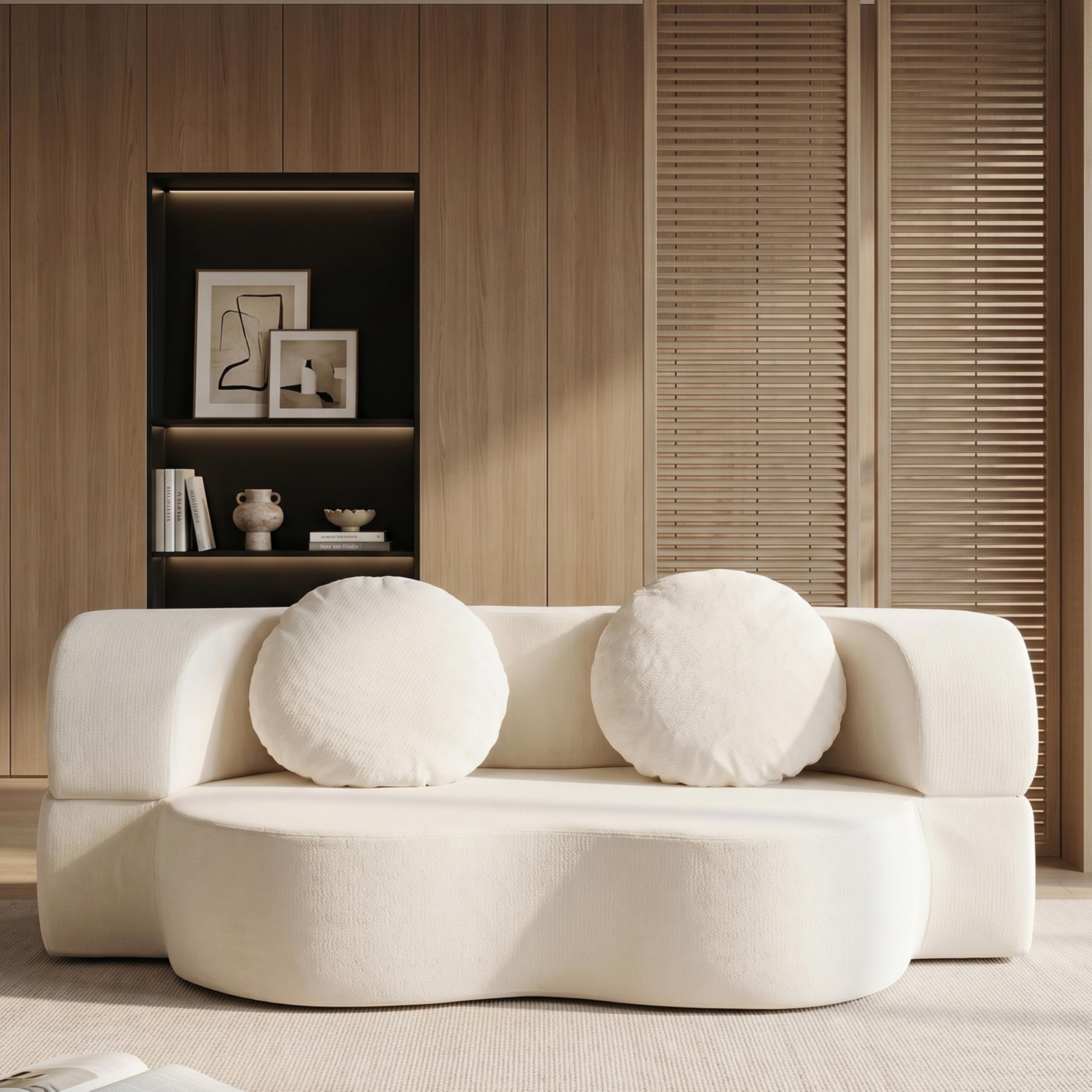 Nuturelly 78" Floor Sofa Bed, Convertible Couch, No Assembly, White | Safe for Kids & Pets, High-Density Foam With Memory Foam Layer, Spot Clean Or Machine Wash Cover, 2 Pillows Included
