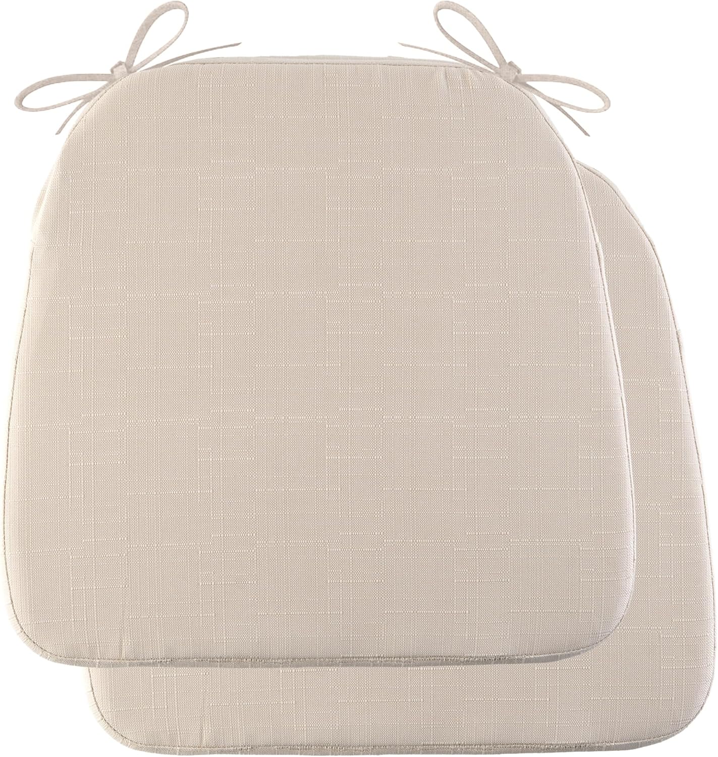 Battilo Chair Cushions for Dining Chairs with Ties, Indoor/Outdoor Kitchen Chair Pad with Non-Slip Backing, Dining Seat Cushion with Machine Washable Removable Cover, 16"x16"x2", Set of 2, Beige Beige 2 Count(Pack of 1)