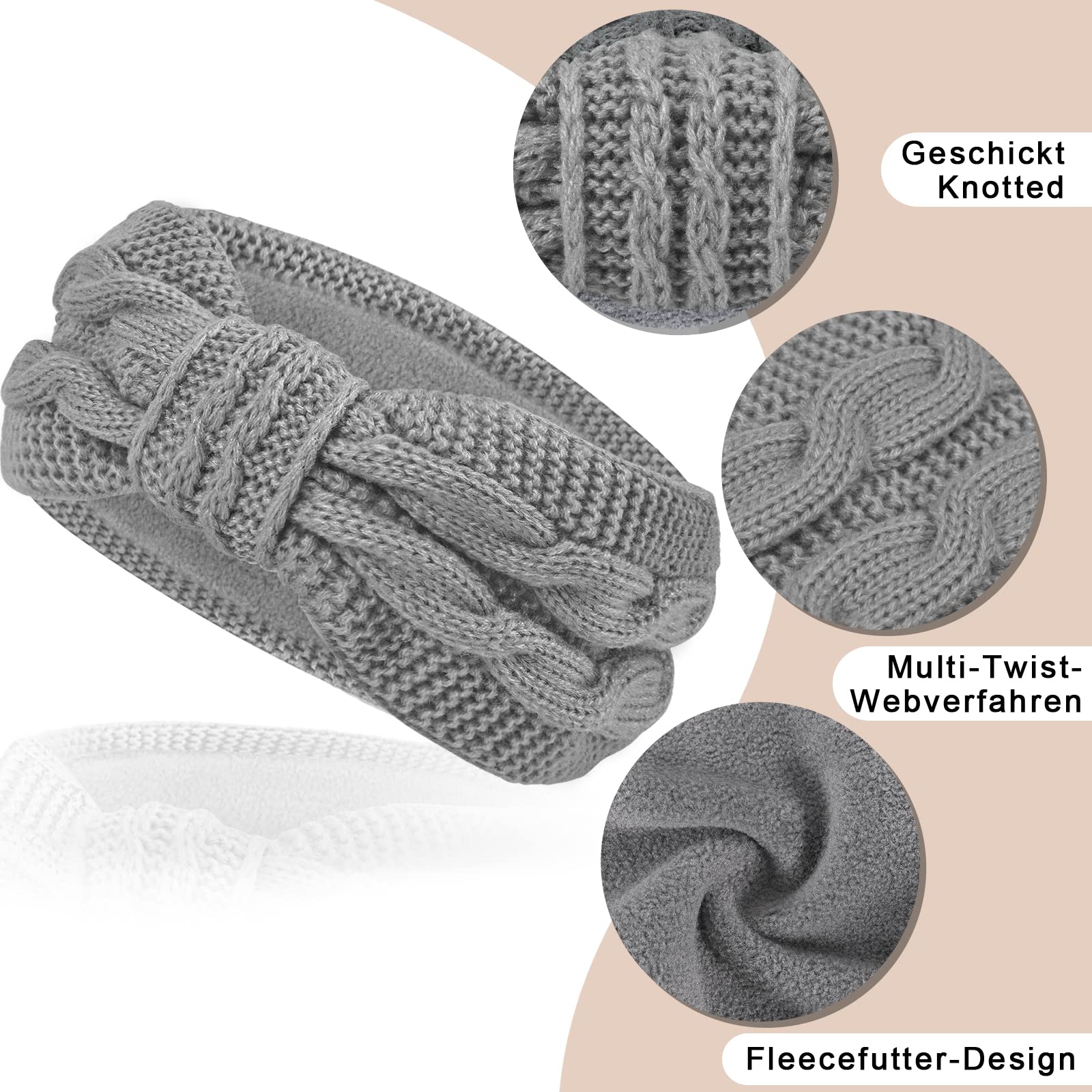 TYXHXTF 2 PCS Fasce Per Capelli Donna, Fascia Capelli Donna Inverno,Fascia Orecchie Donna, Cerchietti Per Capelli Donna Annodato Paraorecchie Donna Inverno Copri Orecchie Donna Accessori Capelli