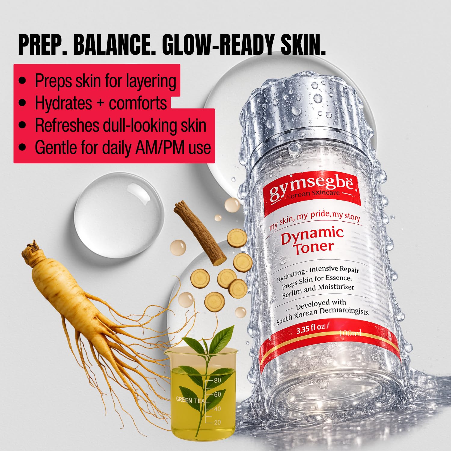 gymsegbë Wrinkle Reduce Luminous Serum, Snail Mucin Essence, and Dynamic Hydrating Toner - Korean Anti-aging Bundle S
