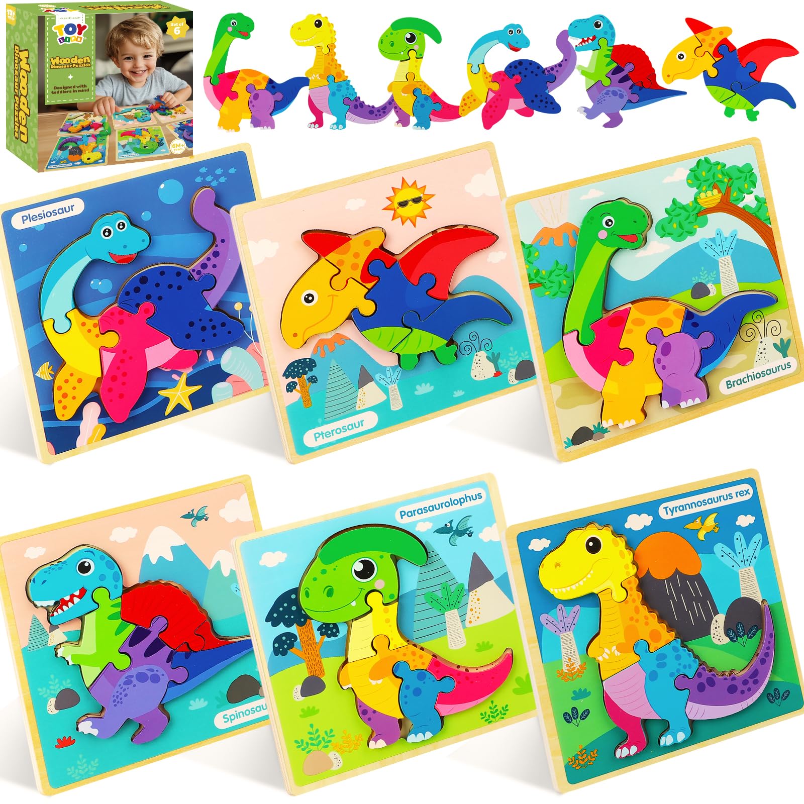 Amazon.com: TOY Life Wooden Puzzles for Toddlers 2-4, 6 Pack